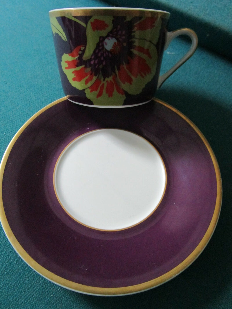 Guy Degrenne Maruchka Blue / Violet Pair Of Coffee Cups France Pottery ^^^