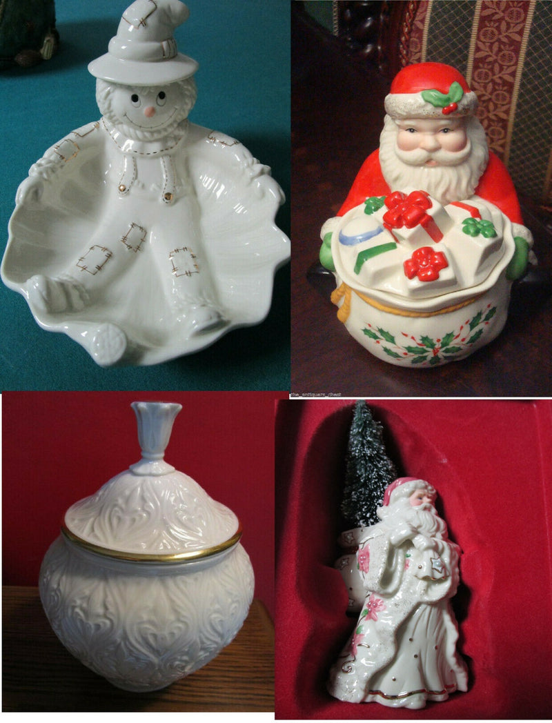 Lenox Candy Dish Asthray Santa "Petals & Pearls"  Christmas Holiday Orig  Pick1^