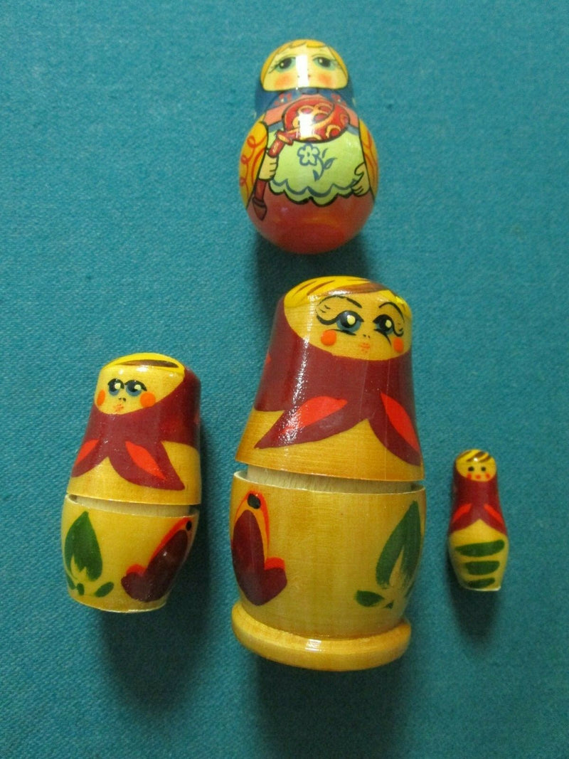 Russian Nesting Dolls (3) 3" Largest And Extra Doll, 4 Pcs Lot