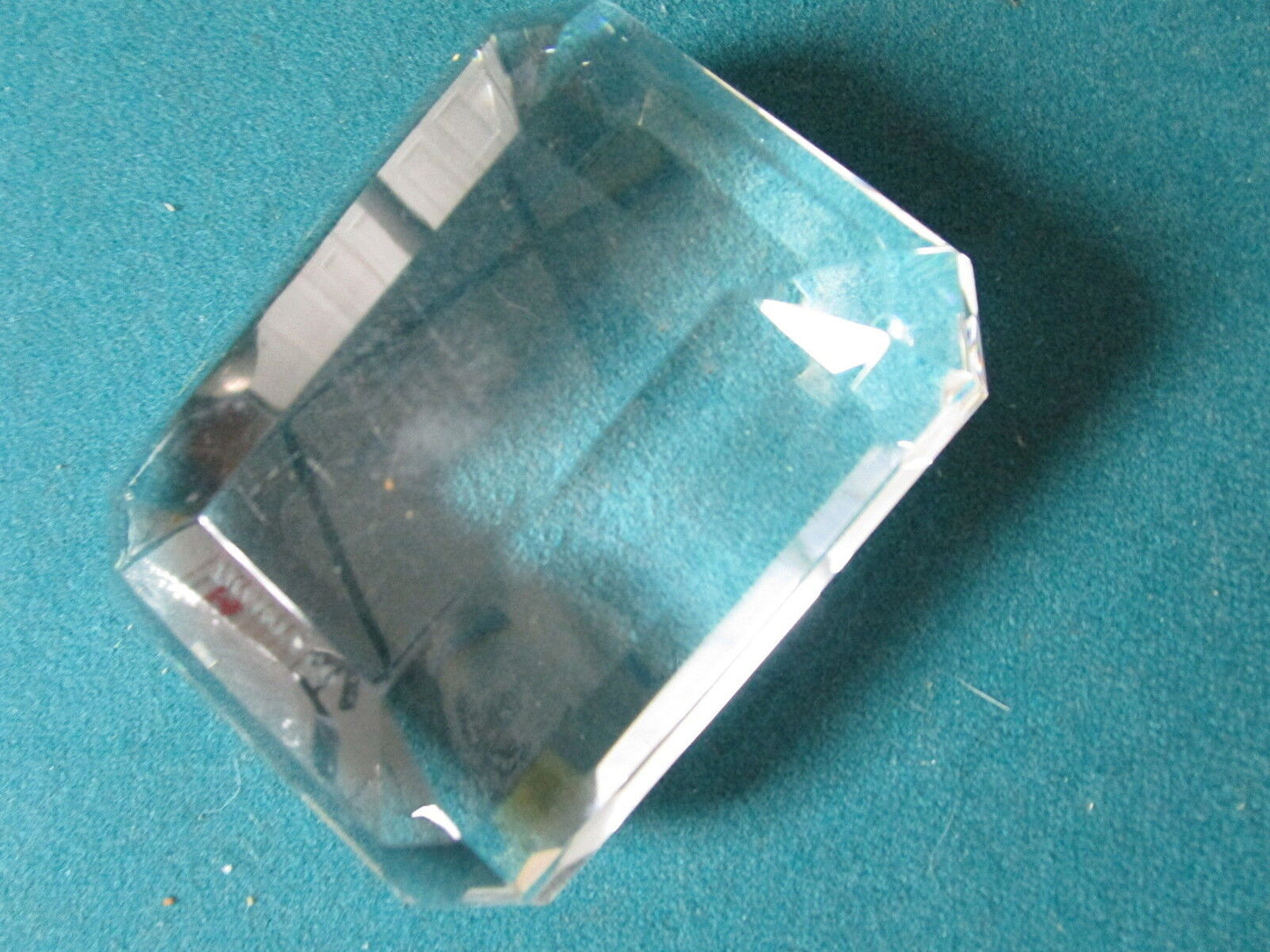 Tiffany Paperweight diamond crystal glass. 3 1/2" x 3" x 1 1/2"