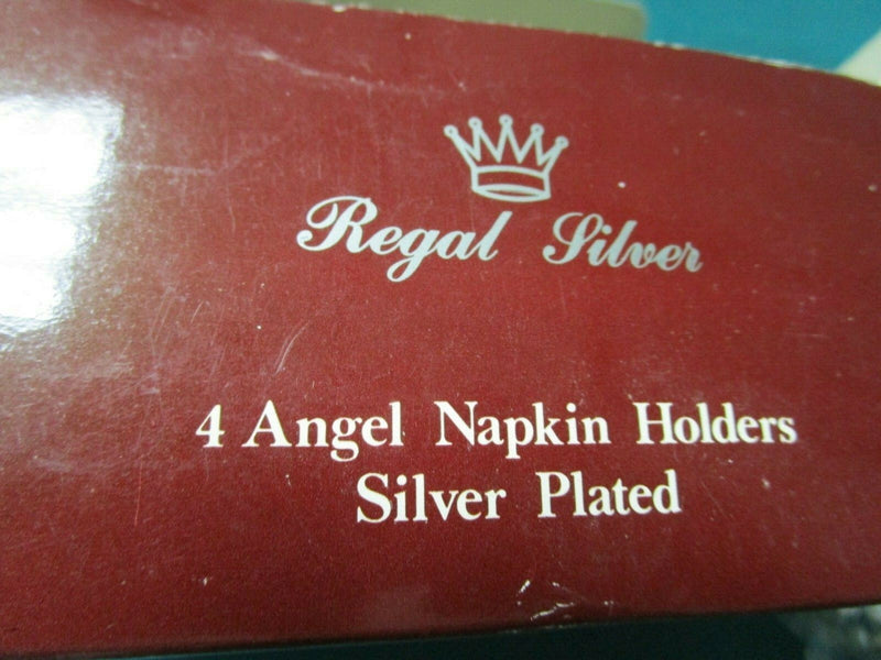 Royal Silver 4 Napkin Ring Holders Silverplate Angels New In Box