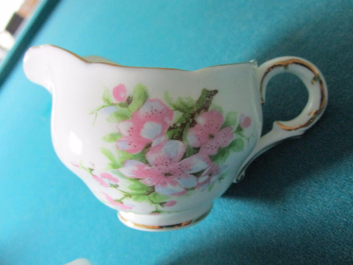 Adderley  England Porcelain Creamer And Open Sugar Floral Original