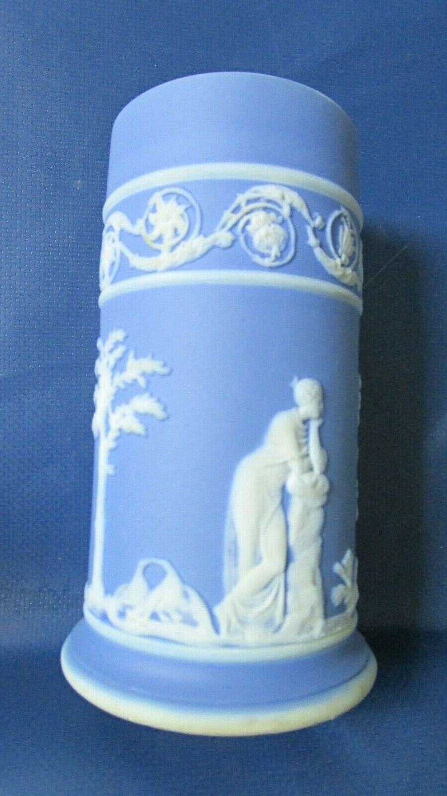 WEDGEWOOD ENGLAND VASE AND BOWL 2 PCS BLUE JASPERWARE