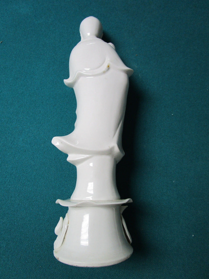ANTIQUE CHINESE BLANC DE-CHINA SCULPTURE FIGURINE 12" [*3]
