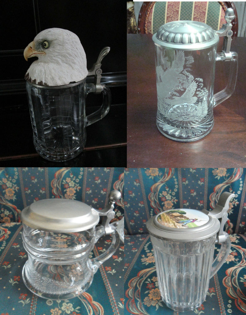 German Beer Stein Alwe Bald Eagle Head, Domex, Worker In Field, Bubbles Pick 1