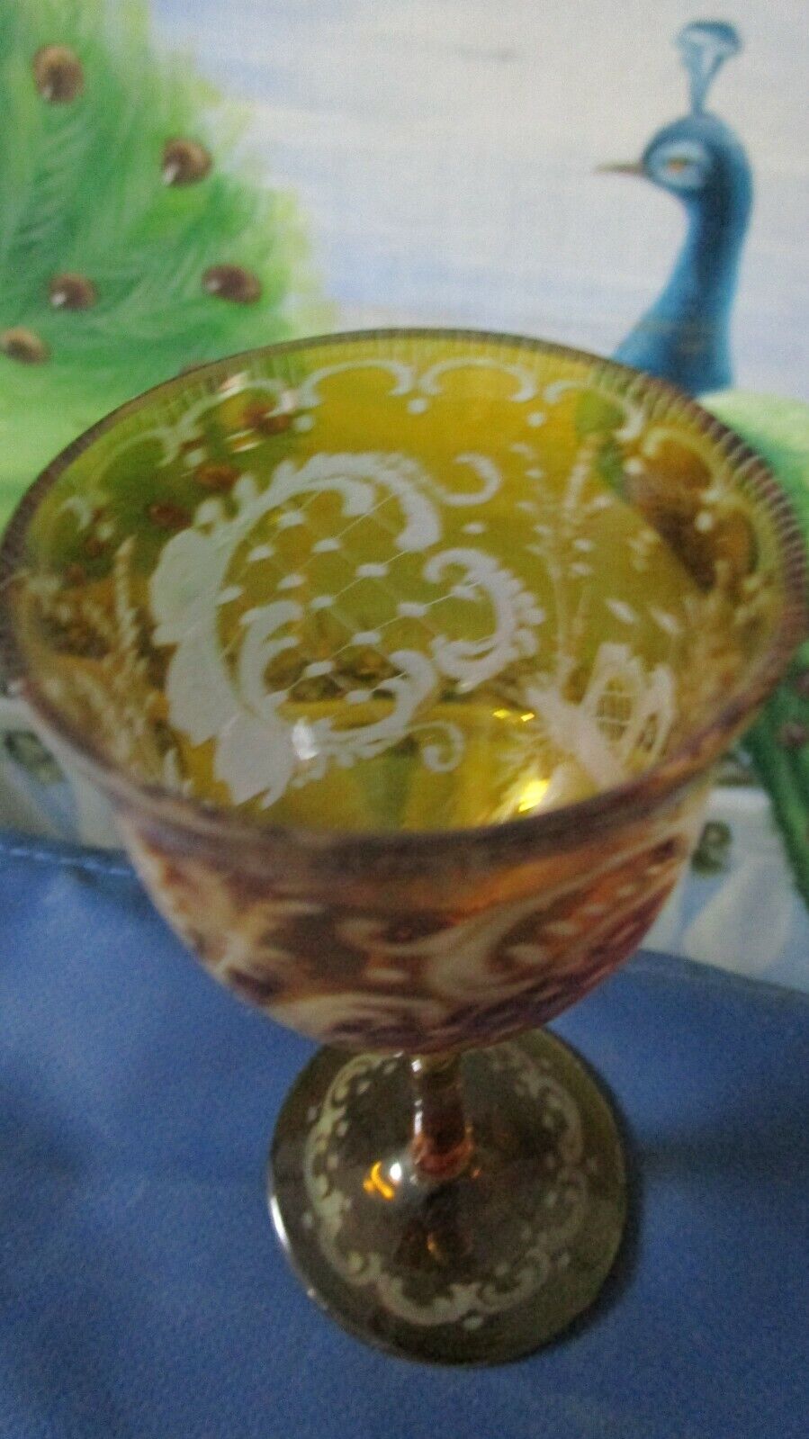 AMBER CRYSTAL bohemian WINE WATER GLASSES - SORBET AND PLATE - CORDIALS - PICK1