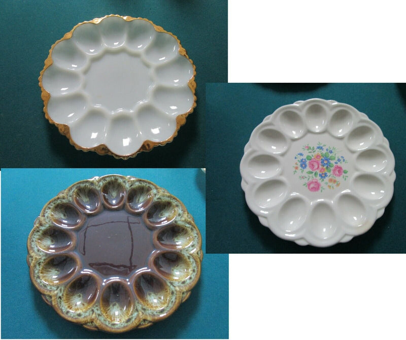 Canonsburg Brown Drip  DEVILED EGG PLATTER MILK GLASS ANCHOR HOCKING GOLD PICK 1