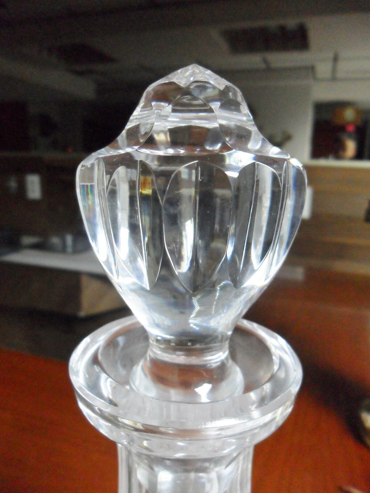 Vintage pressed glass large decanter 13" tall,  with cover[aB]