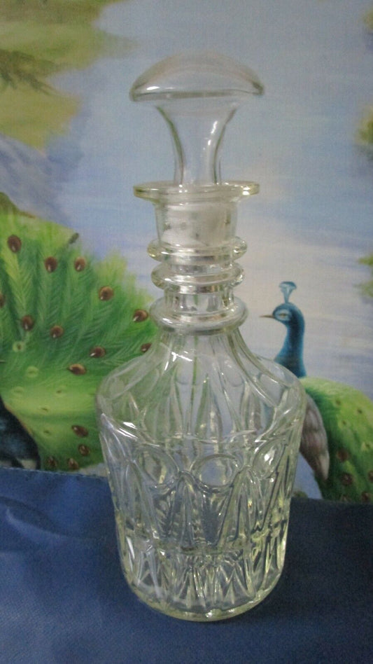 VICTORIAN DECANTER GLASS THREE RING NECK WITH STOPPER 11"