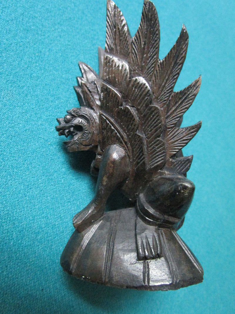 CHINESE GARGOYLE BLACK WOOD CARVING  4 1/2" original ```