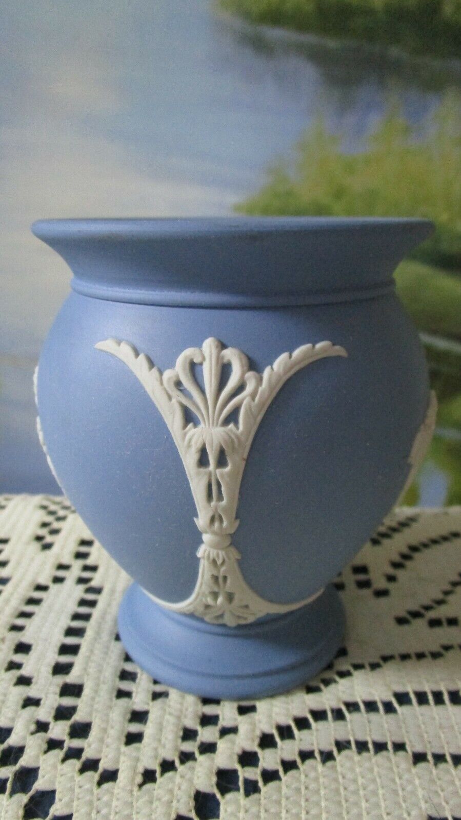 WEDGWOOD BLUE PINK JASPERWARE TRINKET BOX VASE SACRIFICIAL SUN GOD PAT PICK1 ^^