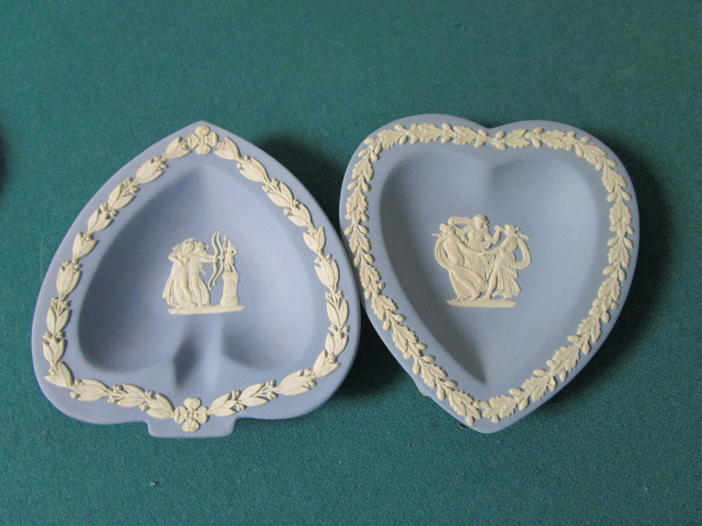 WEDGWOOD 10 VANITY DISHES LOT HEART ROUND AND CLOVER SHAPE BLUE GREEN