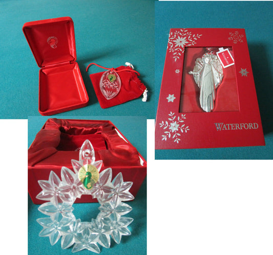 WATERFORD CHRISTMAS ORNAMENTS  VINTAGE NIB ANGEL/ WREATH /CAMEO ORIGINAL PICK1^^