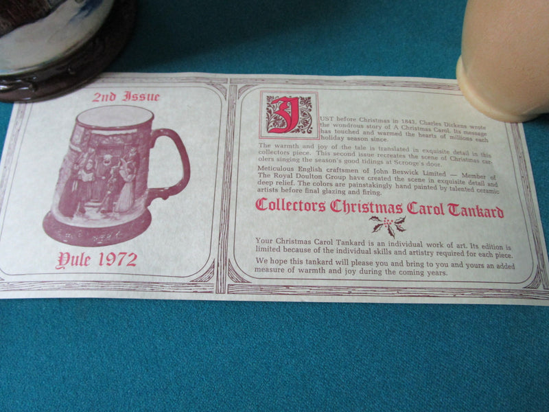 Royal Doulton Beswick Christmas Carol Tankard 5" With Cert