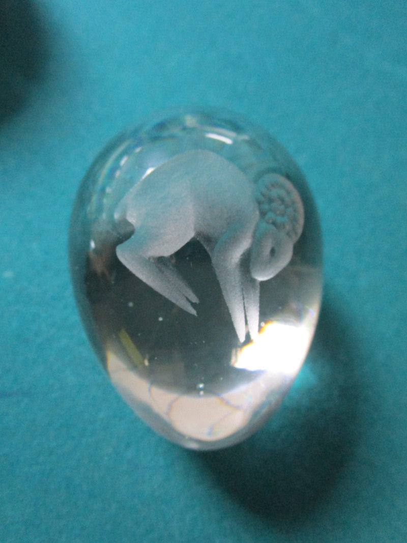 Crystal Egg Paperweight Ram 3" PPWA