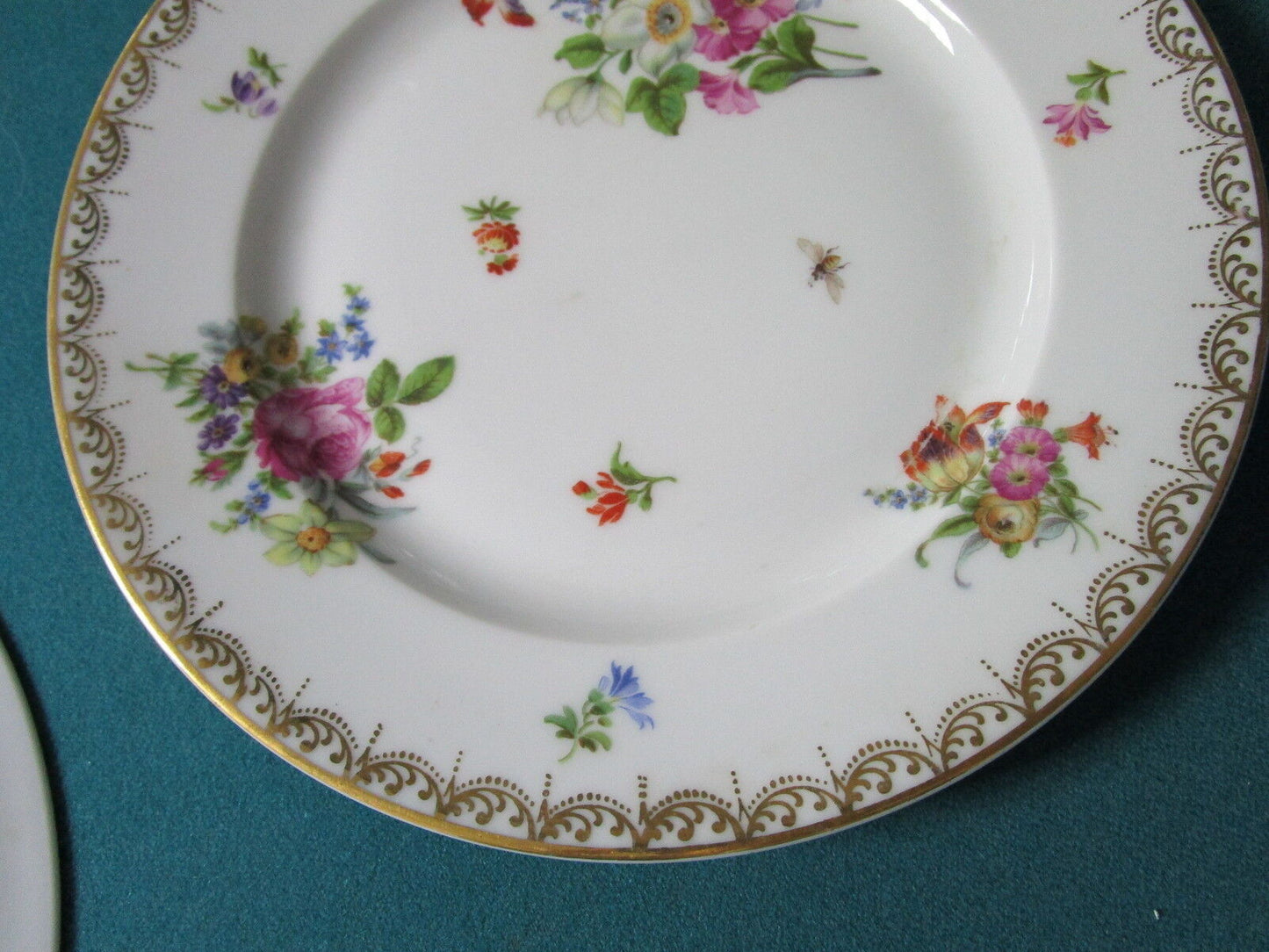 Crown Imperial H&C Czech Dresden Flower 2 dinner plates, 9 1/4" diam ^^