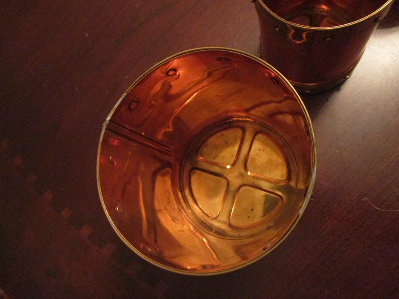 BRASS AND COPPER THREE CONTAINERS NO COVER, MADE IN INDIA ORIGINAL