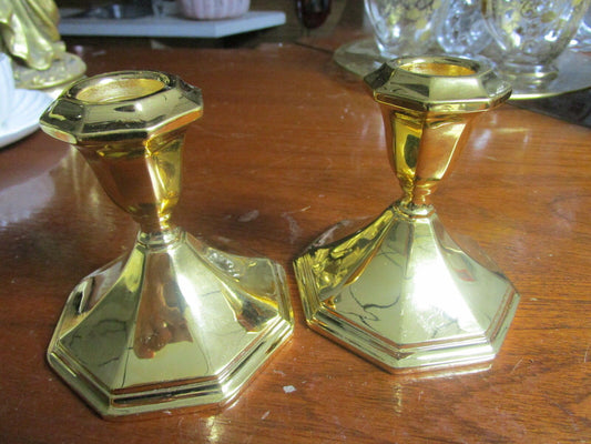 Console pair of Candleholders brass by Wallace Alden 5010, 4" original