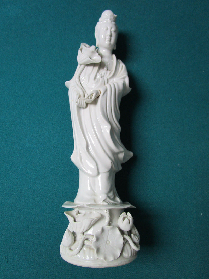 ANTIQUE CHINESE BLANC DE-CHINA SCULPTURE FIGURINE 12" [*3]