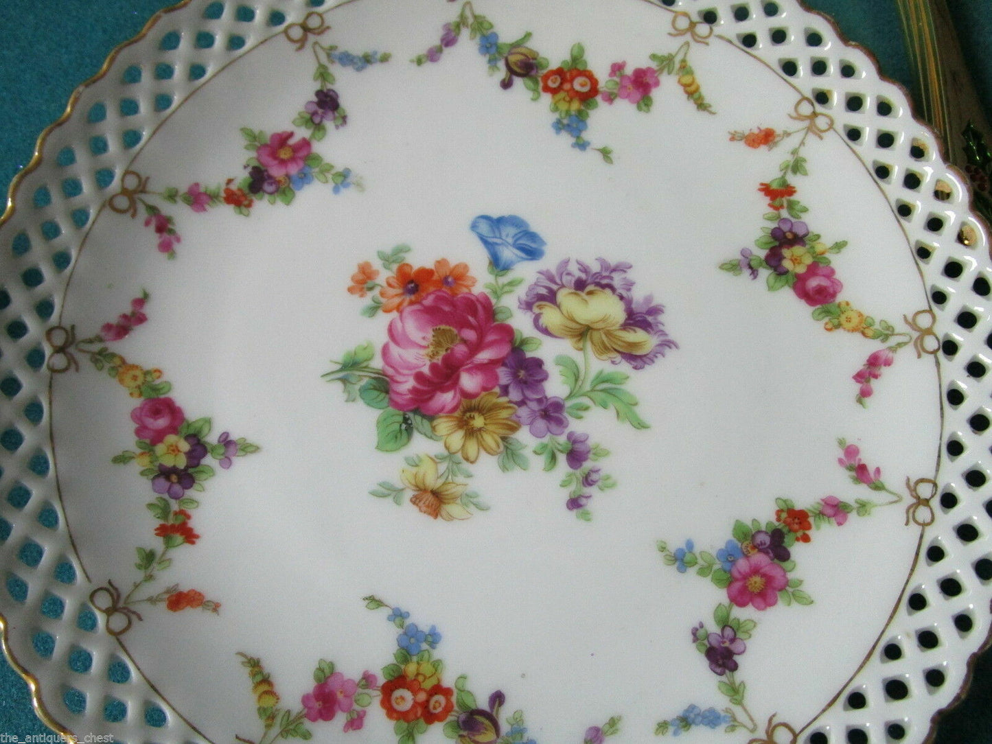 Vintage Schumann Germany RELISH TRAYcup saucer plates  LACED GARLANDS pick 1