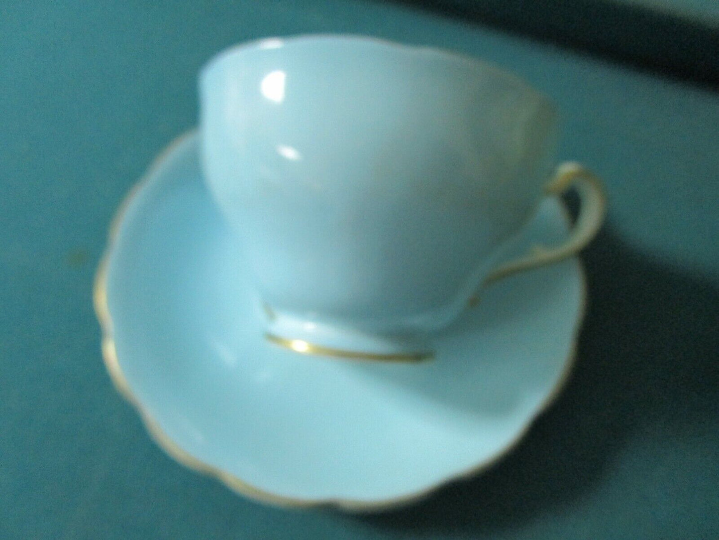 ADDERLEY FLORAL STAFORDSHIRE LIGHT BLUE TEA CUP SAUCER1950s [95B]