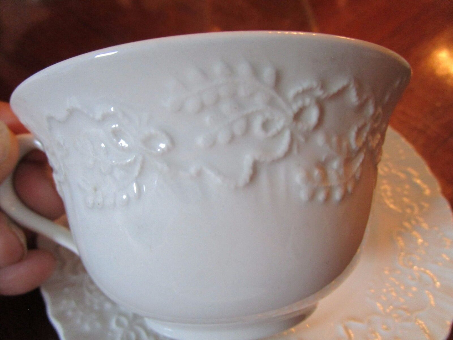 WEDGWOOD TRIO CUP /SAUCER CAKE PLATE "CLAIRE" PATTERN FOR RALPH LAUREN[117]