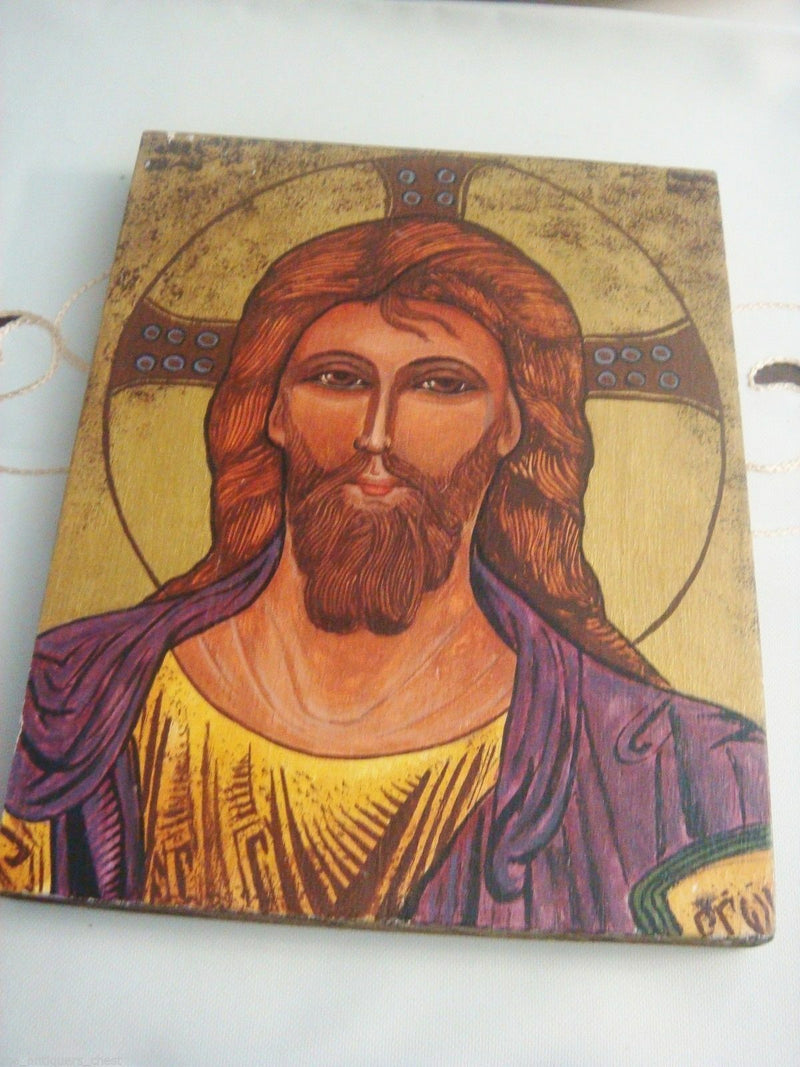 ORIGINAL ICON OIL PAINTING ON BOARD JESUS MADONNA SIGNED CERTIFICATES ^^