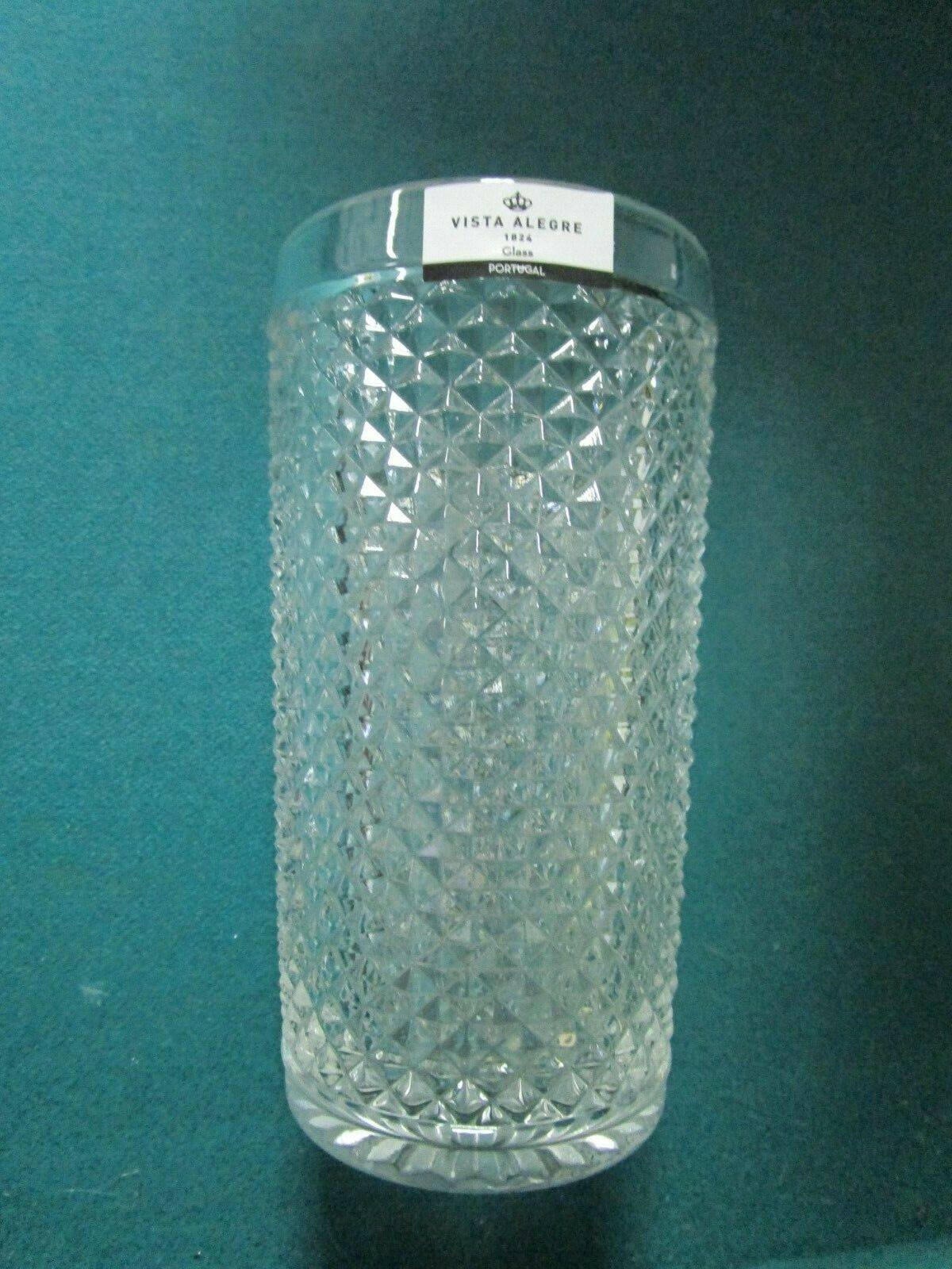 VISTA ALEGRE PORTUGAL 4 GLASSES TUMBLERS DIAMOND PATTERN 5 1/4" -NEW IN BOX