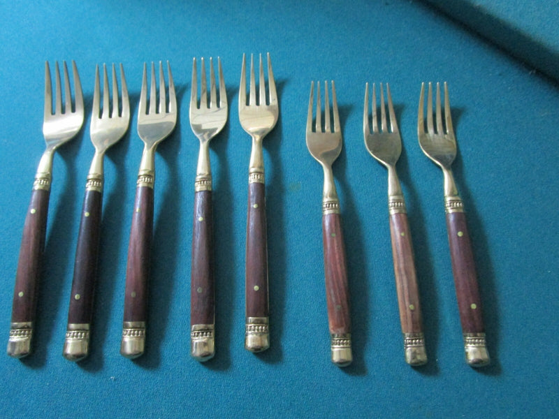 THAILAND FLATWARE BRASS AND WOODEN HANDLE BROWN AND GREEN PICK 1