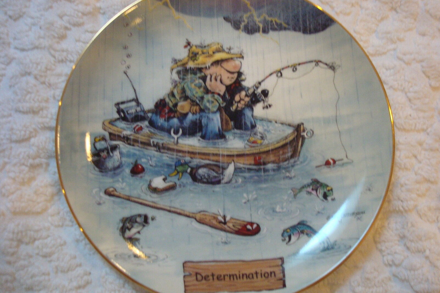 "Determination" the art of fishing, collector plate by Gary Patterson ORIGINAL