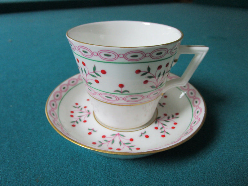 Royal Crown Derby BRITTANY PATTERN COFFE CUP and Saucer, PINK DOTS [120G]