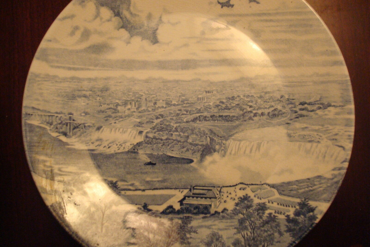 Vintage collector plate - Niagara Falls- by J & G Meakin, England, blue 1962.