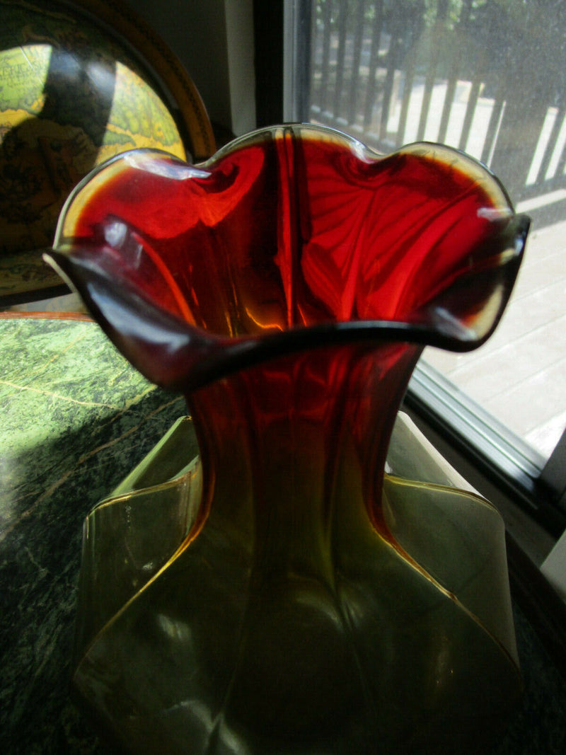 Mid Century Amberina Glass Tiara Optic Dots Paneled Handblown Vase Ewer Pick 1