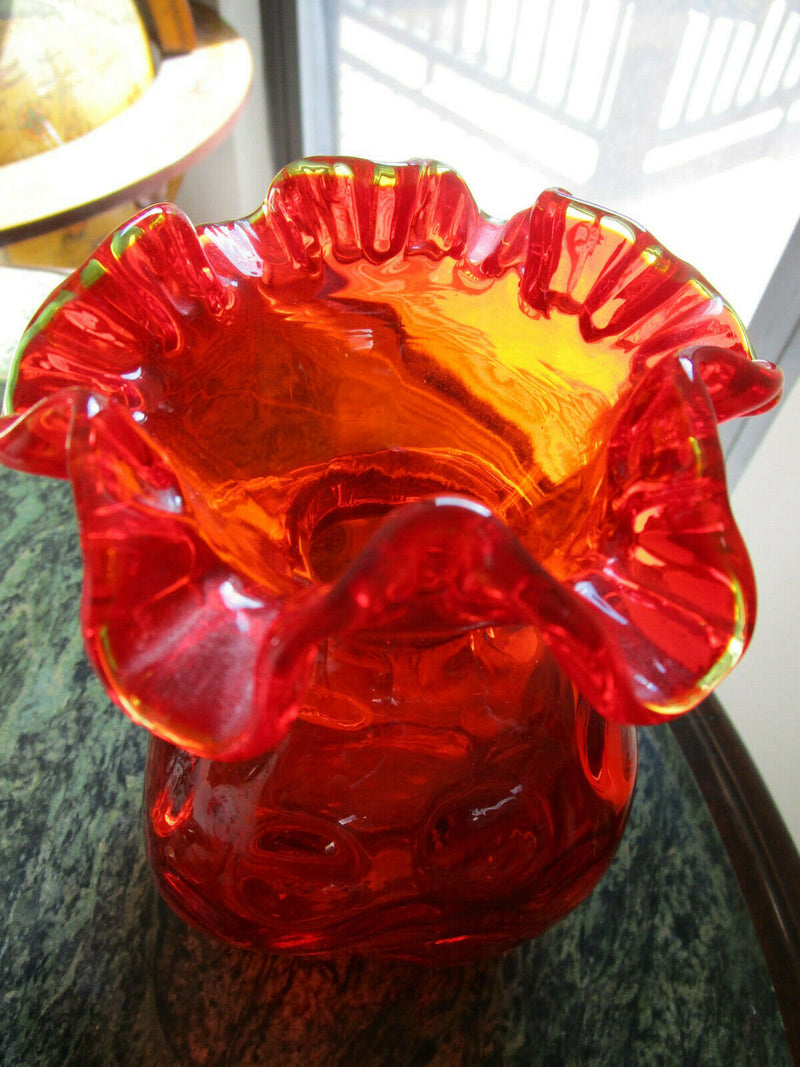 Mid Century Amberina Glass Tiara Optic Dots Paneled Handblown Vase Ewer Pick 1