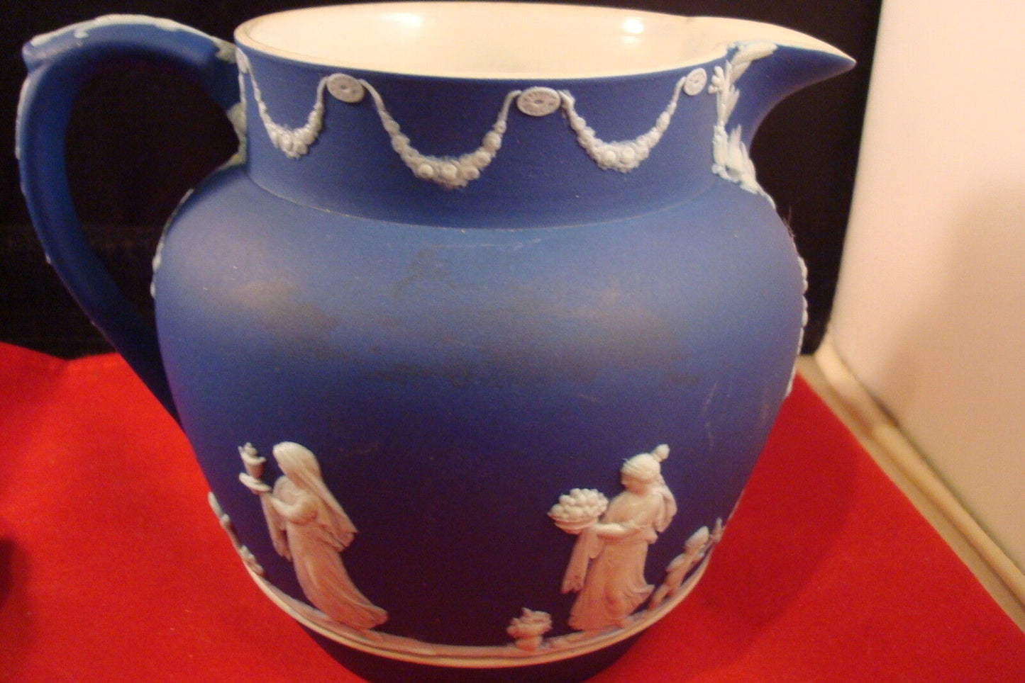 Wedgwood Dark Blue Dip Jasper Ware SACRIFICE PATTERN, JAR/PITCHER