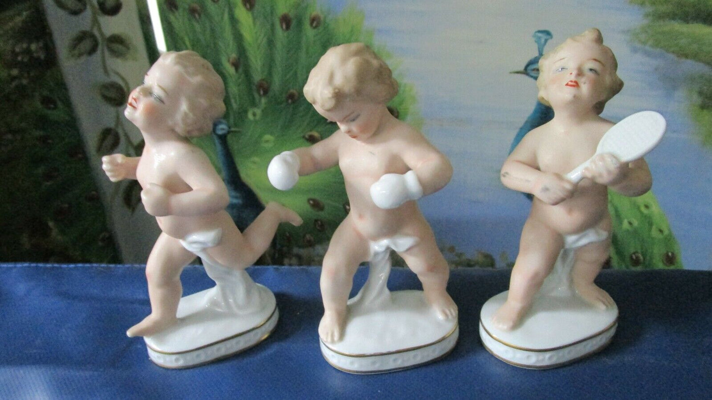 WALLENDORF SCHAUBACH KUNST GERMANY 1960'S PORCELAIN FIGURINES sport boys pick1