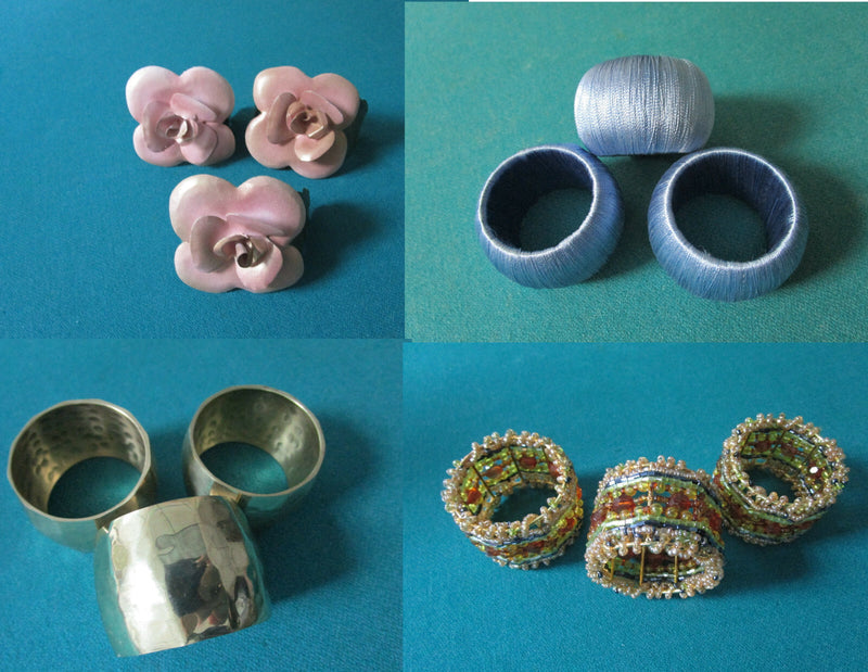 Napkin Rings Floral Metals Beads Brass Silk Pick One Set