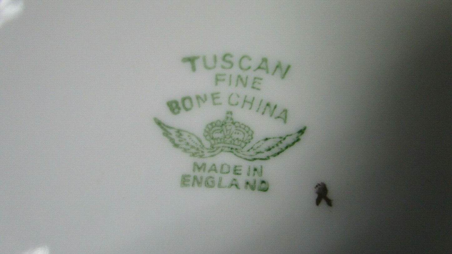 Tuscan England Trio Cup Saucer Cake Plate Bouquet 1940s [77j]