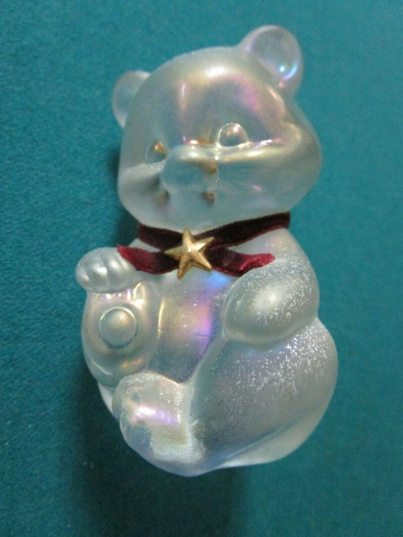 Fenton Glass Birthday Bear Paperweight, Purple Heart / Gold Star Pick 1