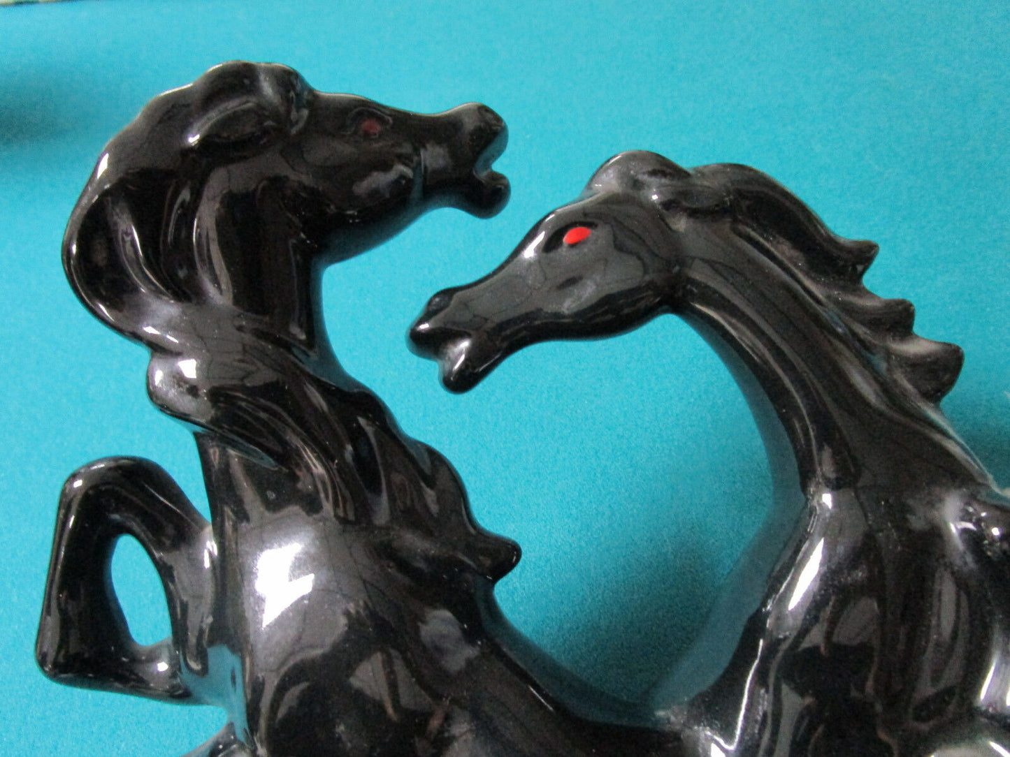 WILD HORSES CERAMIC BLACK POTTERY PLANTER 10 X 8" *