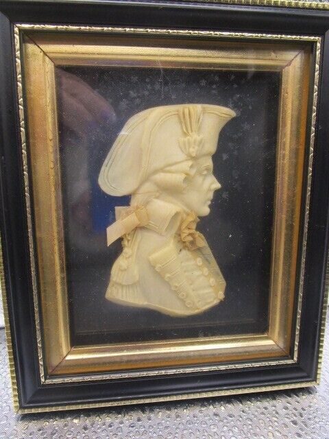 Antique  Leslie Ray London Wax Relief Portrait of a British Naval Officer