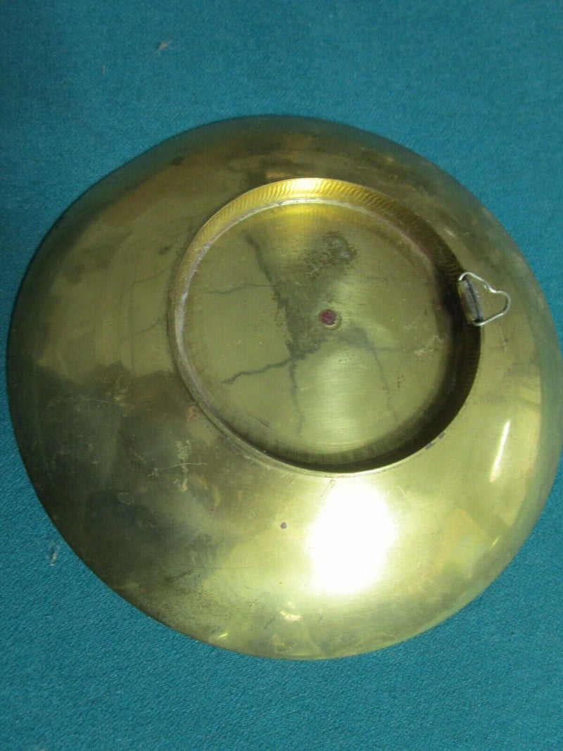 CLOISONNE METAL ENGRAVED WALL PLATE DANCING INDIAN GIRLS 8"