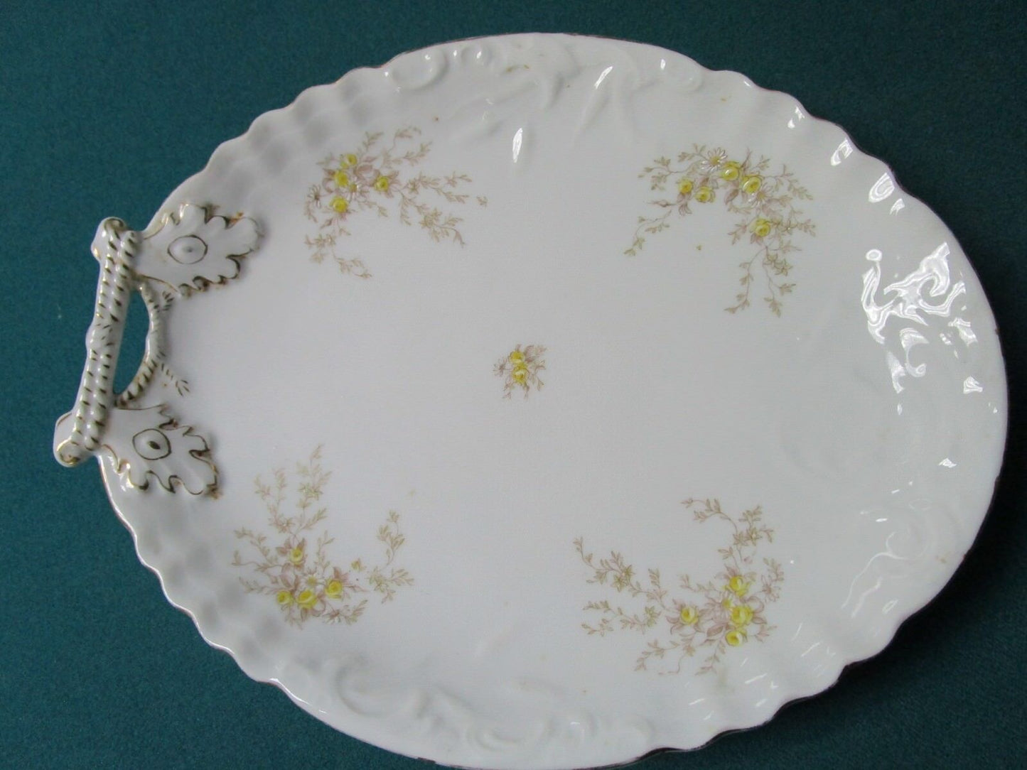 CARLSBAD AUSTRIA ANTIQUE  TRAY 1800s FLORAL