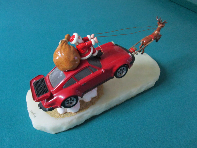 Ron Lee Sculpture Figurine Red Flying Car Porsche 6 X 13"