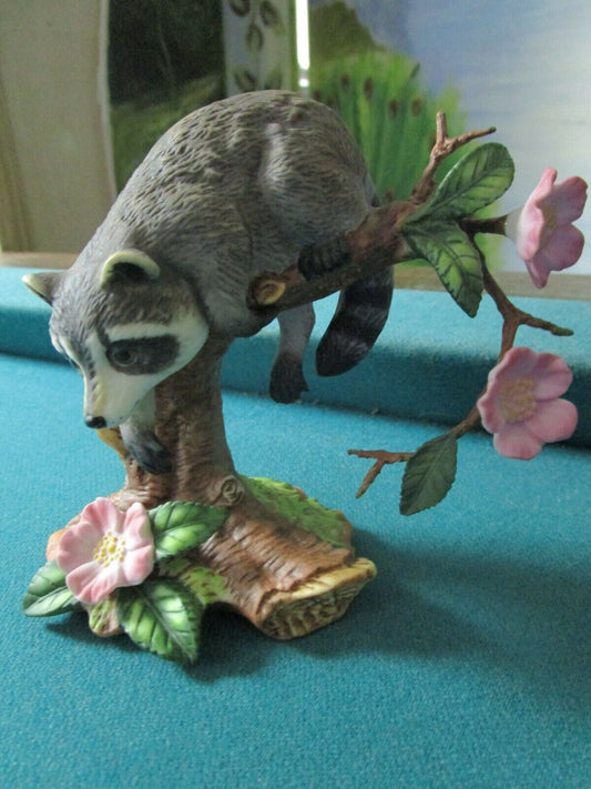 1990 Lenox Porcelain WOODLAND ANIMALS -Racoon- Figurine "Twilight Mischief"