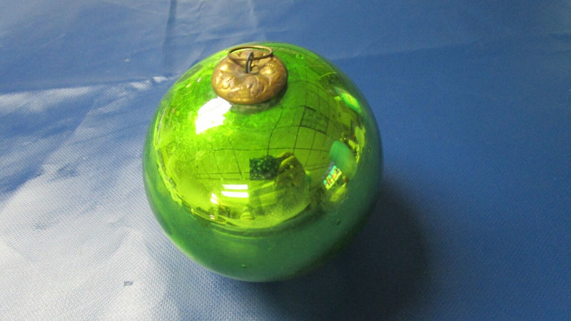 Kugel France Antique Genuine Christmas ornament handblown GREEN  3 3/4"^^