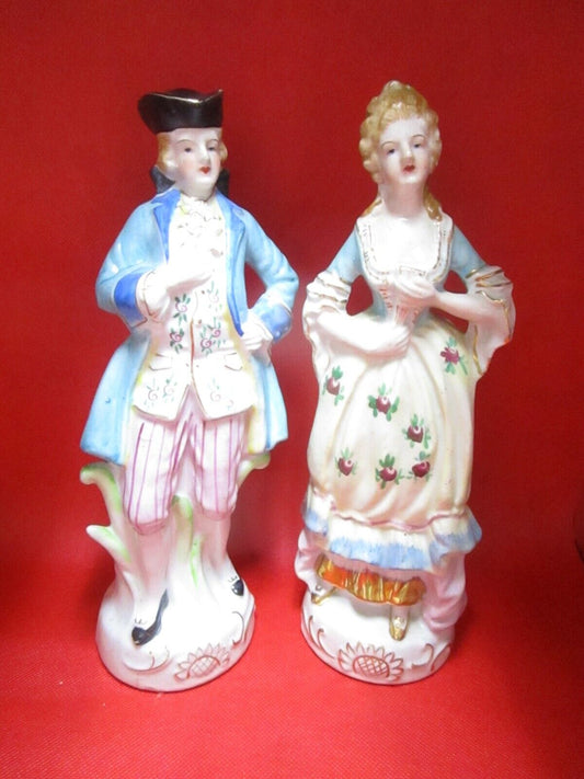 Ucagco Japan pair of French dressed figurines sculpture 10"