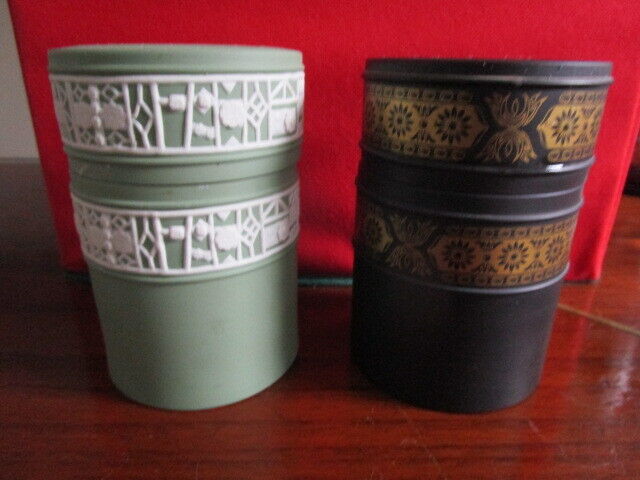 WEDGWOOD CIGARRETTE COVERED HOLDER JASPERWARE  TRINKET GREEN / BLACK BOX PICK 1