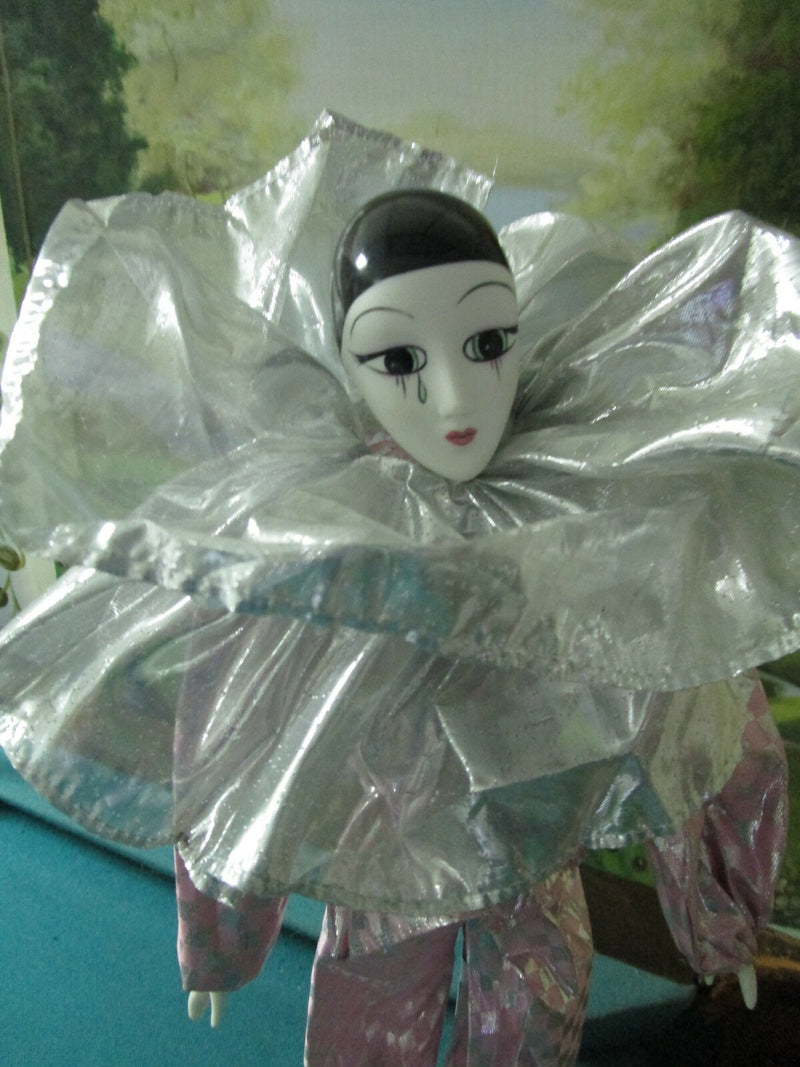 Harlequin Crying Jester Girls Deco Belle Epoque Silk Dresses Pink / Gold Pick1