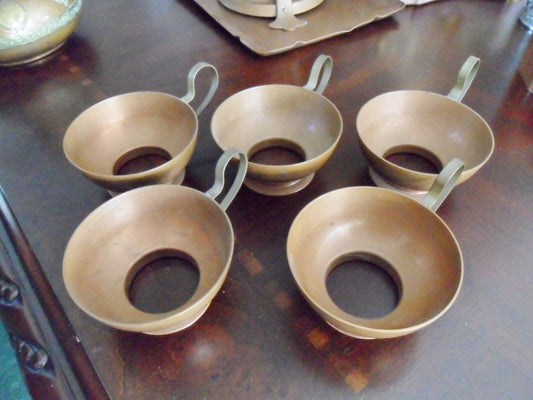 Vintage copper 5 demitasse footed  holders[*]